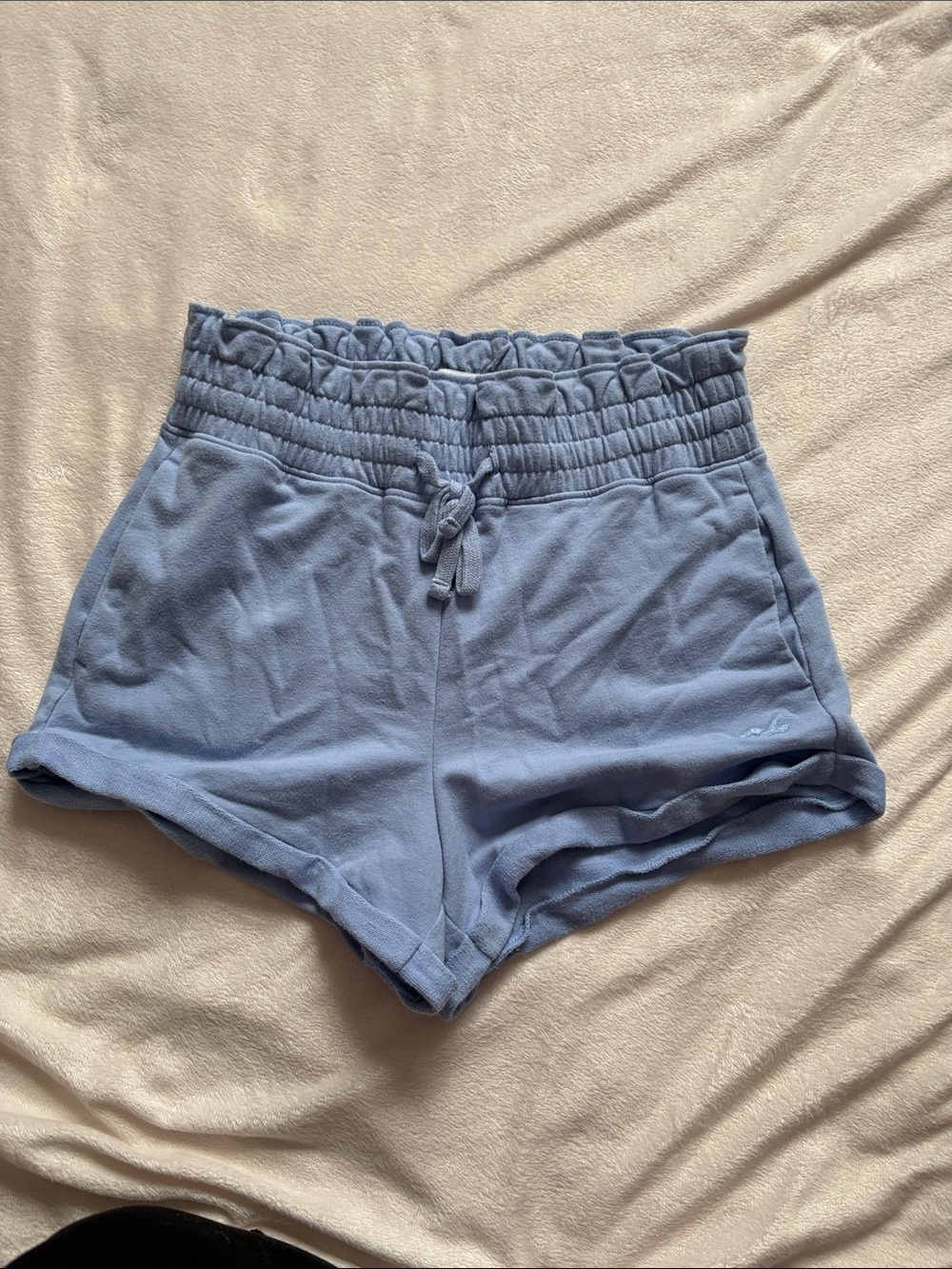 Hollister Small Light Blue Drawstring Lounge Shorts